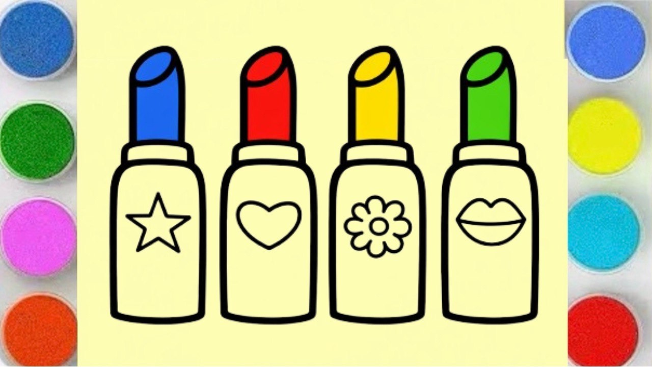 Sand painting | coloring makeup lipstick for children