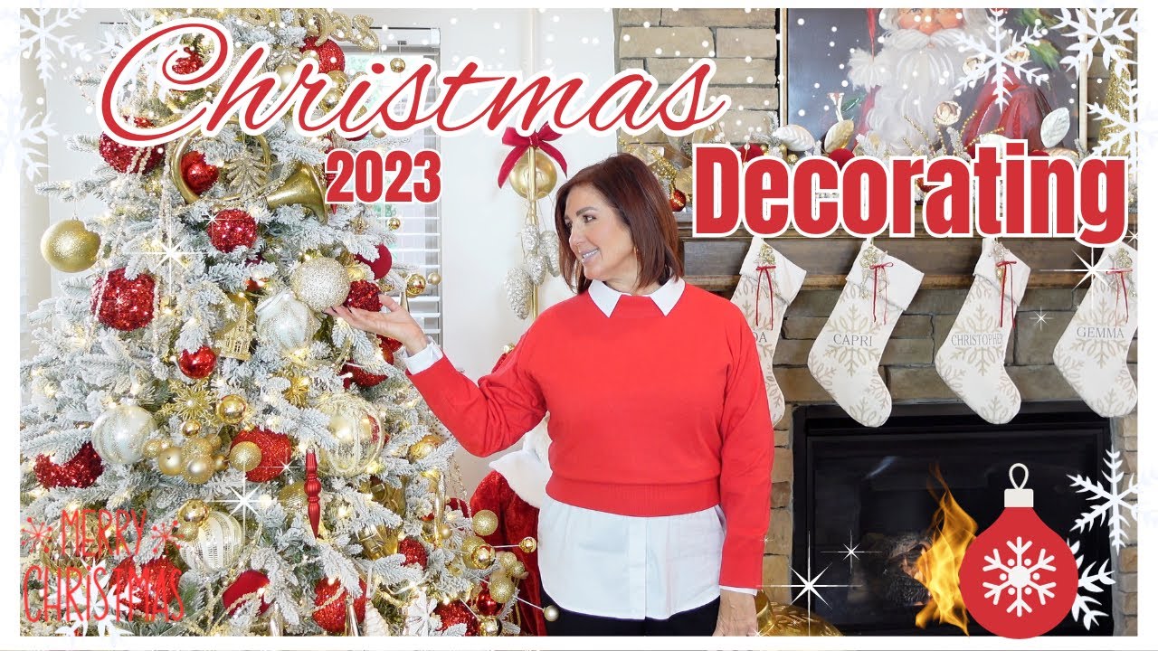 🎄2023 CHRISTMAS DECORATE WITH ME | CHRISTMAS DECOR IDEAS 2023 | FAMILY ROOM & MANTLE DECOR!