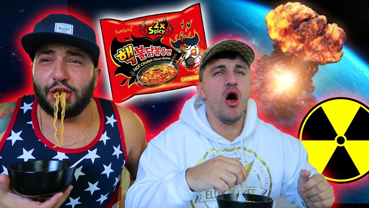 DIY NUCLEAR FIRE NOODLE CHALLENGE! X2 🔥😂 | MOE SARGI