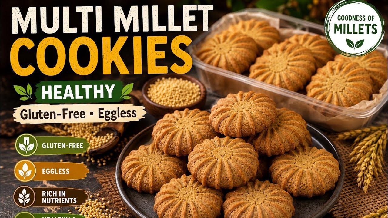 Healthy Multi Millet Cookies | Gluten-Free | millet biscuits recipe 