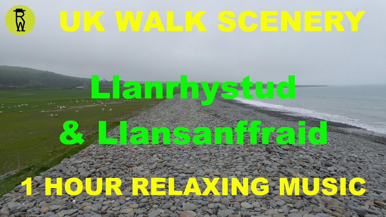 Llanrhystud & Llansanffraid Walk Scenery, 1 Hour Relaxing Music Ambient Background Nature Video