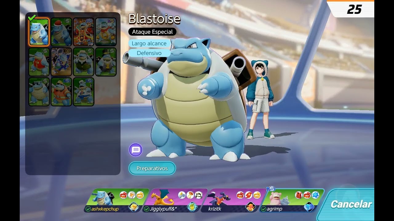 Jugando con los 3 iniciales en Pokémon unite ( Bulbasaur, charmander y squirtle)