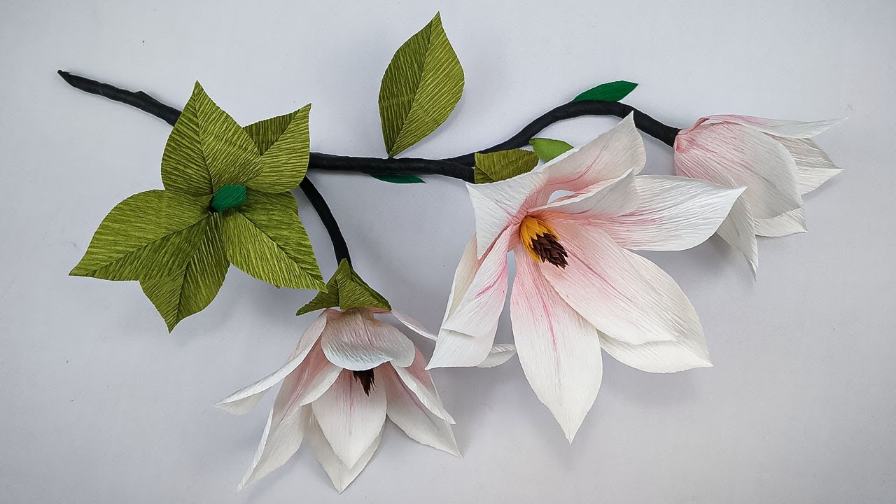 Magnolia Paper Flower Made From Crepe Paper Crafts
