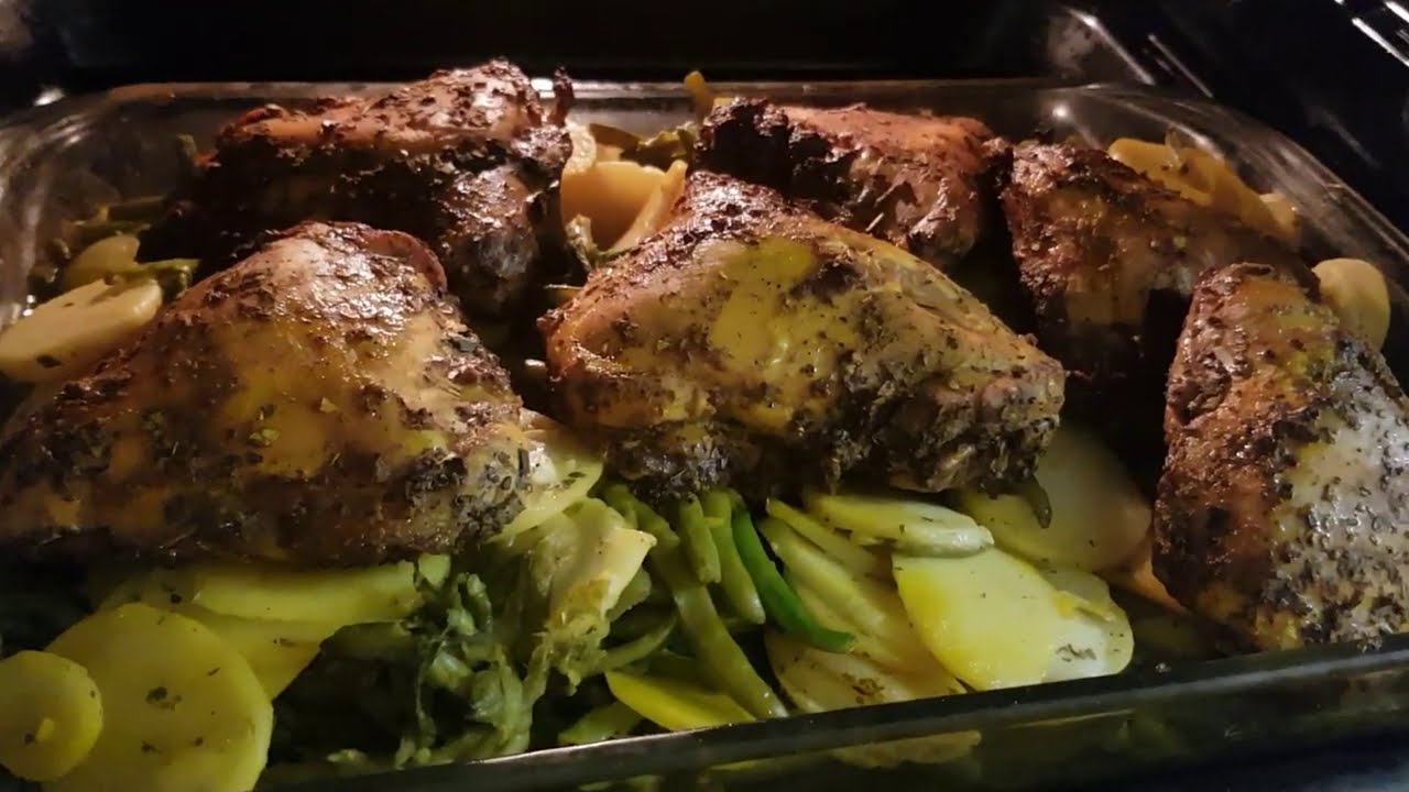 POULET RÔTIE AU POMME DE TERRE HARICOTS VERT