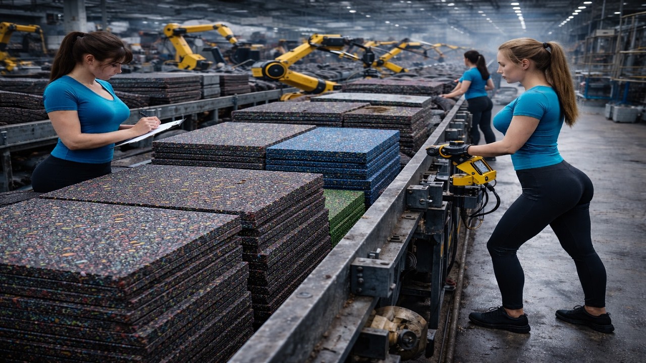 Millions of Rubber Tiles Made Per Day | Inside a Giant Rubber Tile Factory
