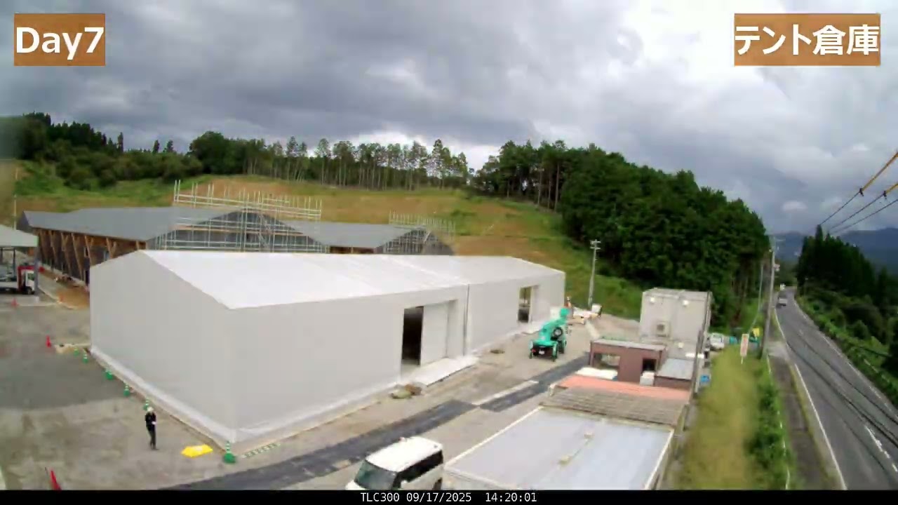 テント倉庫 建設タイムラプス 12日で完成（750㎡）