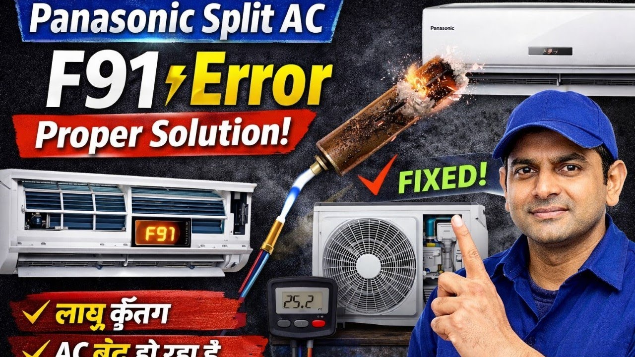 Panasonic split AC F91 Error proper solution / Panasonic Inverter AC f 91 error code Kaise thik kare