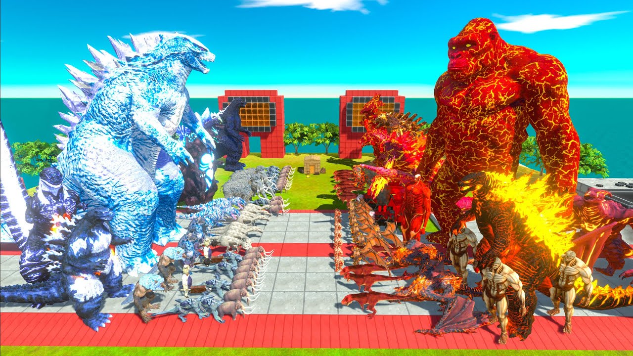 Godzilla VS Kong - Team Ice GODZILLA Ice Frostbite VS Team Lava KONG + Thermo GODZILLA - ARBS