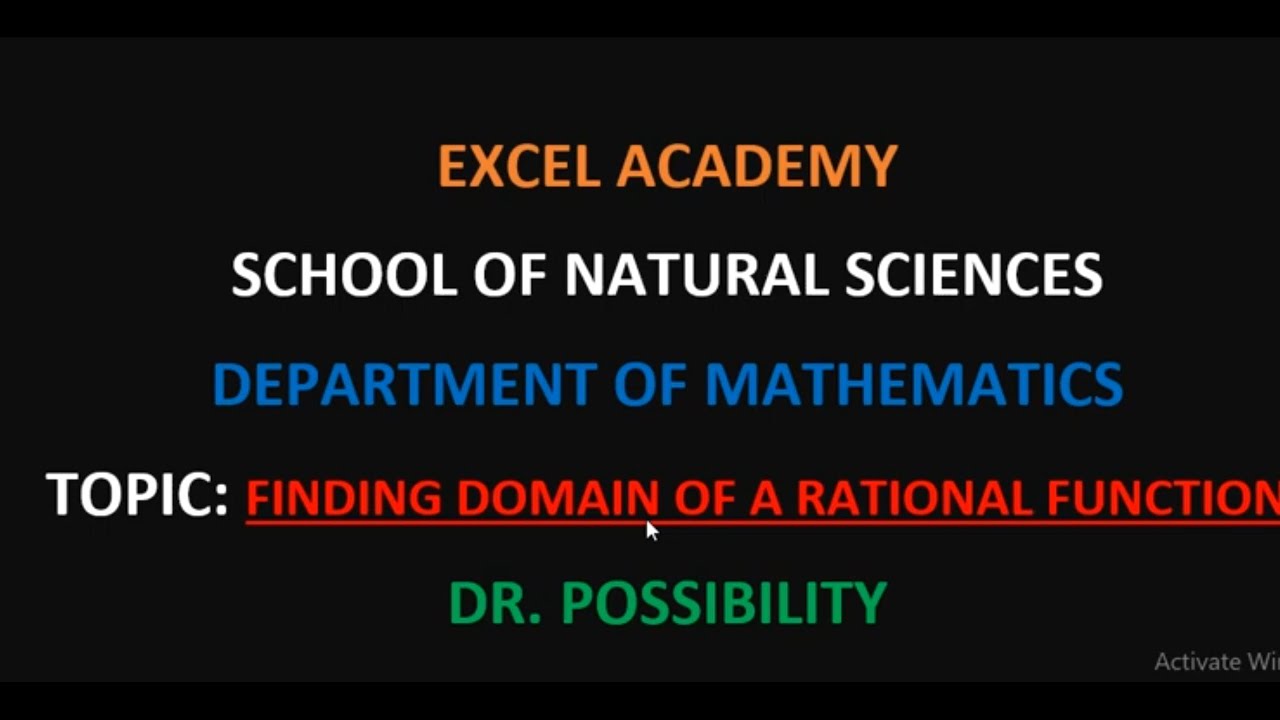 MATHEMATICS   HOW TO FIND THE DOMAIN OD A RATIONAL FUNCTION