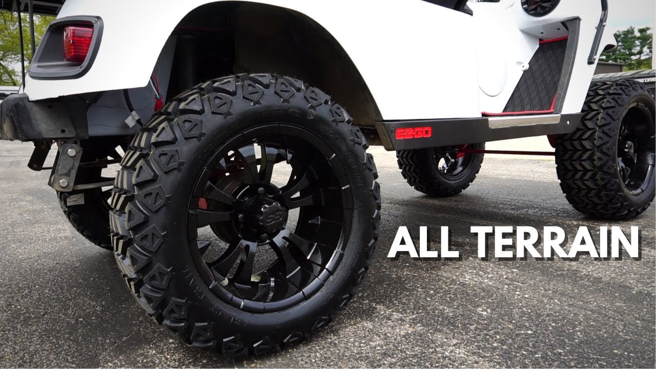 14" Vampire BLACK Golf Cart wheels and 23" All Terrain Golf Cart Tires Combo