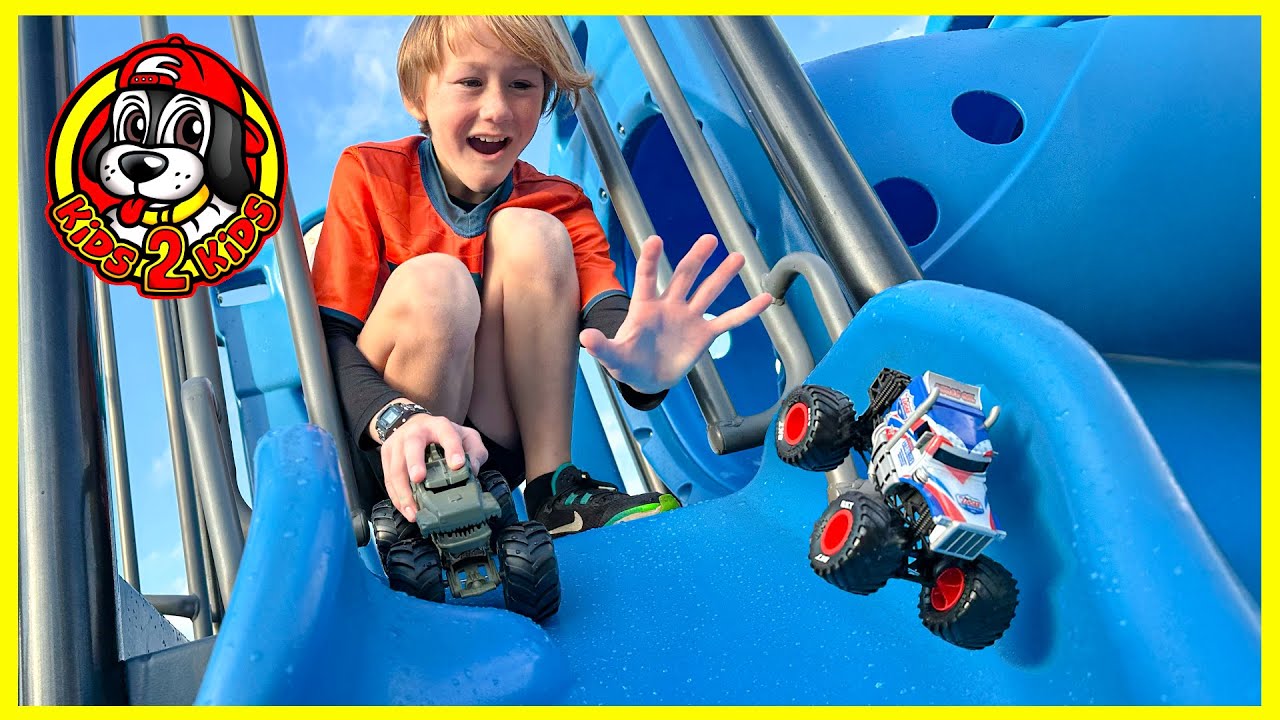 MONSTER TRUCKS PLAY AT THE PARK 🛝 OUR SUPER FUN COMPILATION!