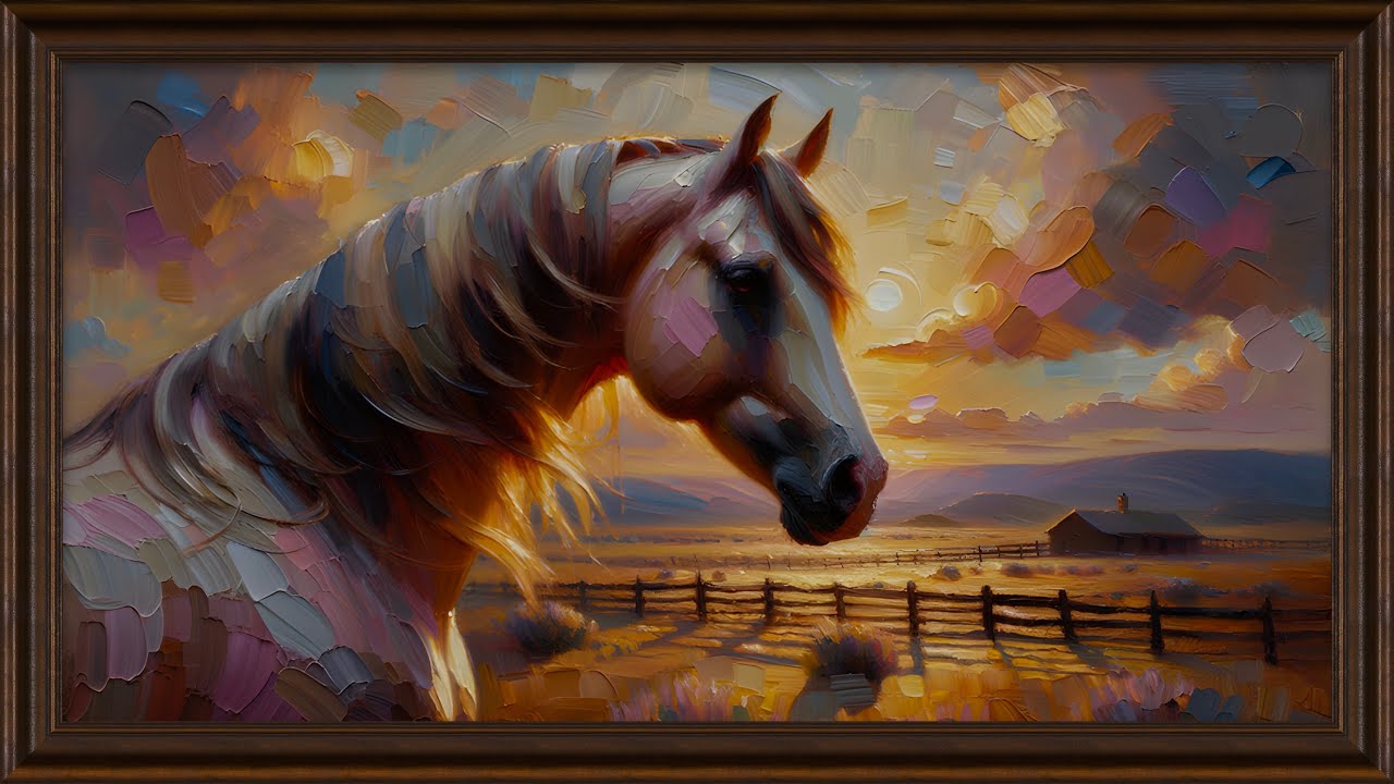 Horse Impressionism at Sunset  | Western TV Art 4K | 2 Hours