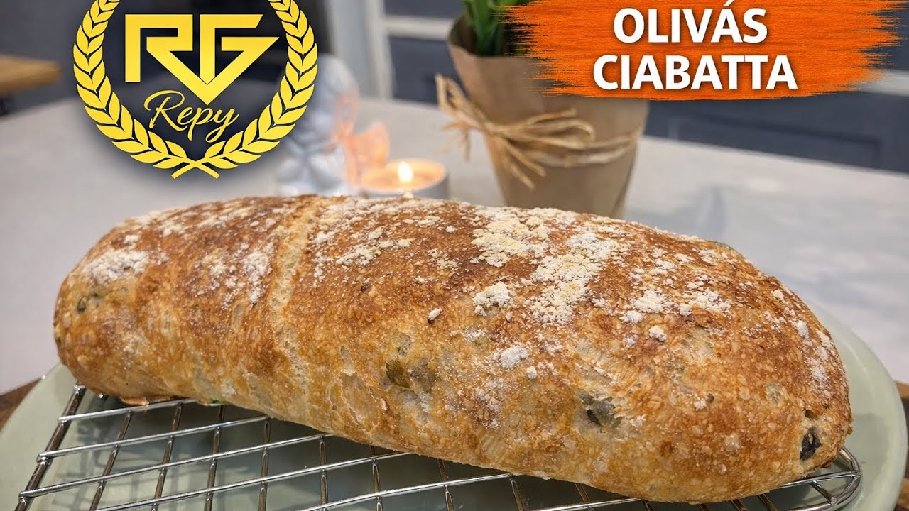 Ciabatta - Egyszerű Ropogós Olívabogyós Házikenyér