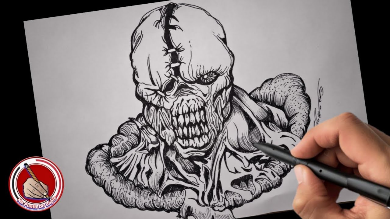 Como desenhar o Nemesis Resident Evil || desenho para iniciantes passo a passo || tutorial Nemesis 
