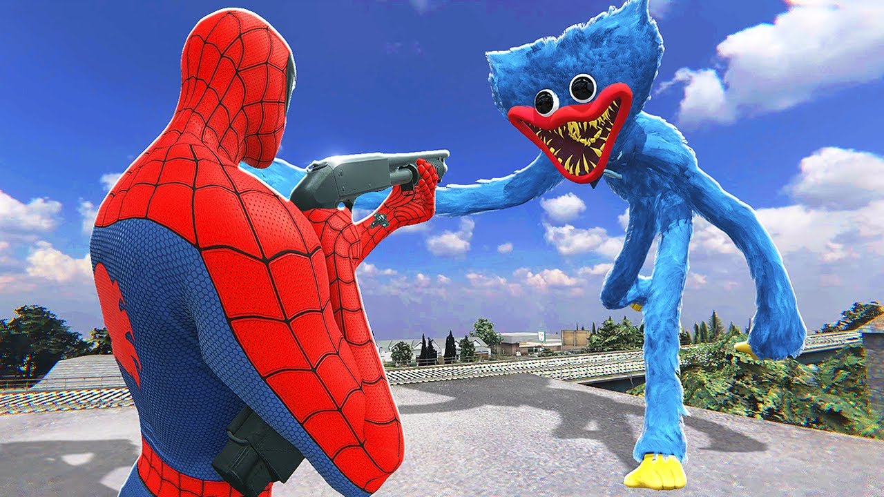 Huggy Wuggy Takes On SPIDERMAN in VR
