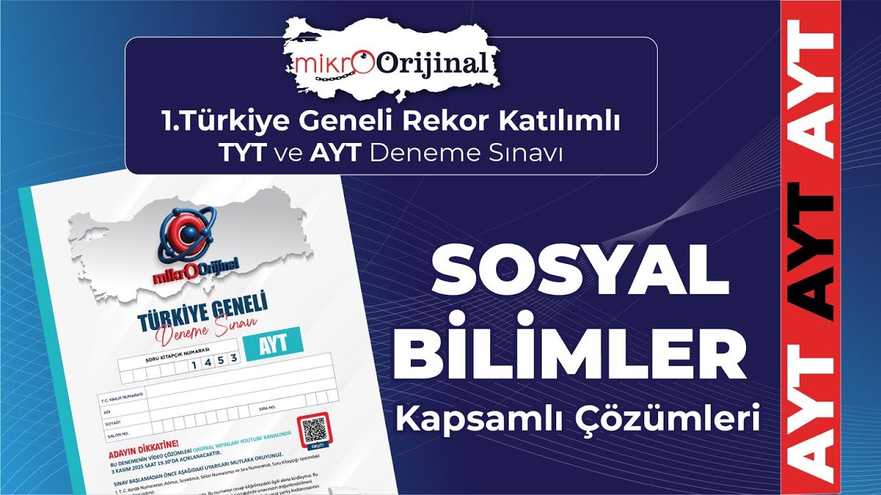Mikro Orijinal Yayınları 1. Türkiye Geneli Denemesi AYT Sosyal Bilimler-2 Çözümleri