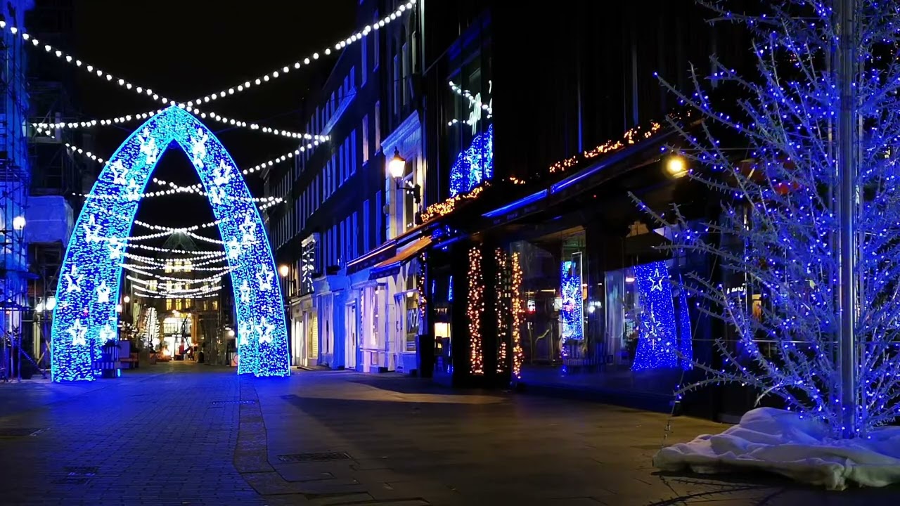 ✨ Magical Winter Street Lights in Blue 💙 | Holiday Night Walk