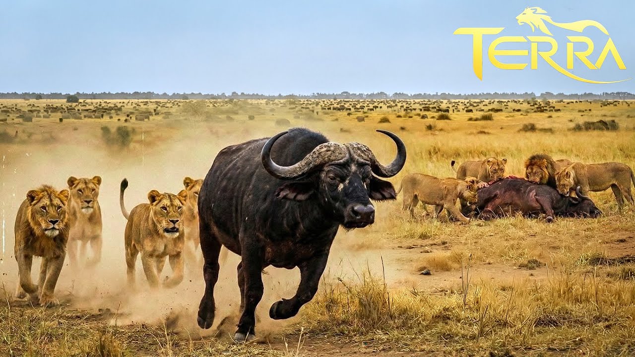 Manada de Leones vs Búfalo: Un Giro Impactante en la Caza #animalessalvajes