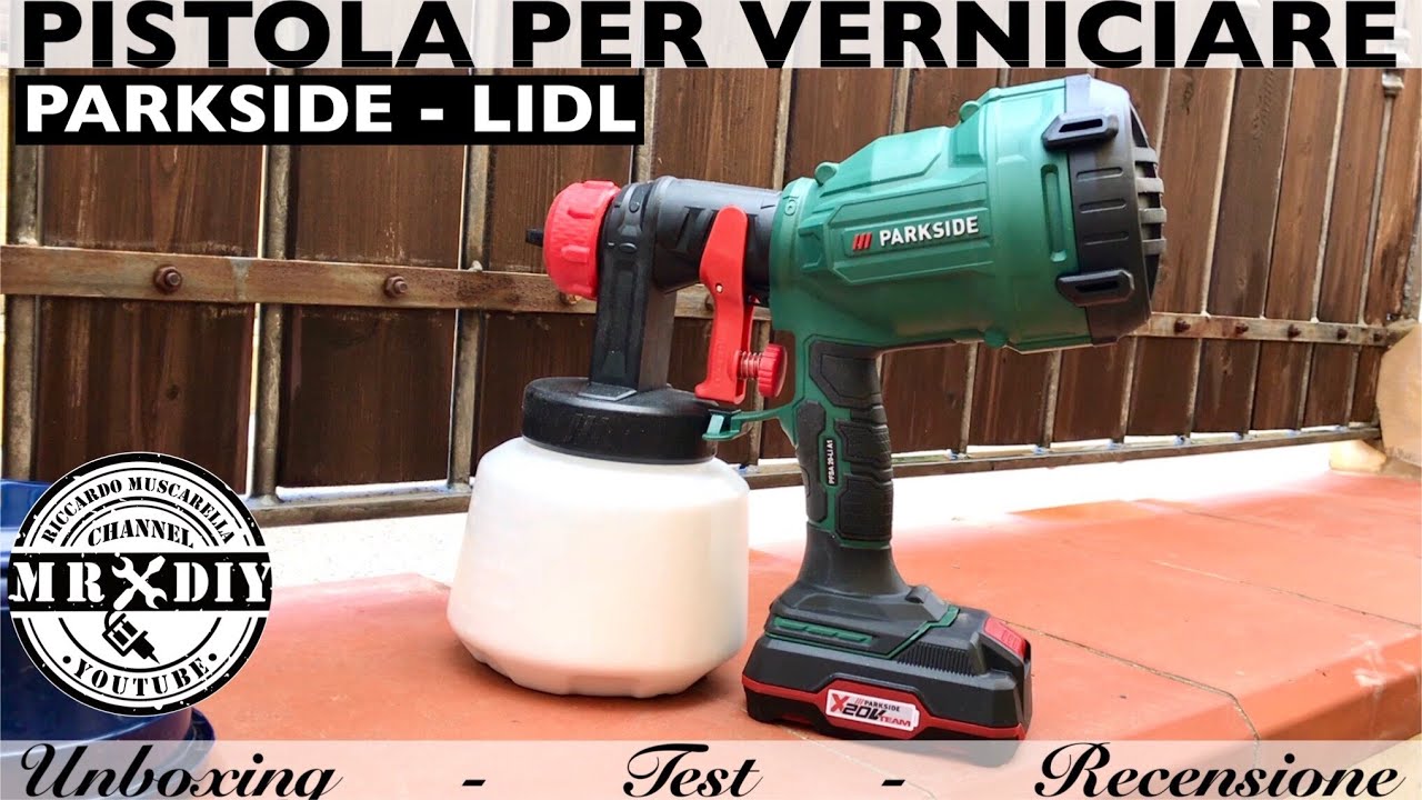 Pistola per verniciare ricaricabile. Pistola a spruzzo parkside. lidl. PFSA 20 Li A1. Batteria 20V