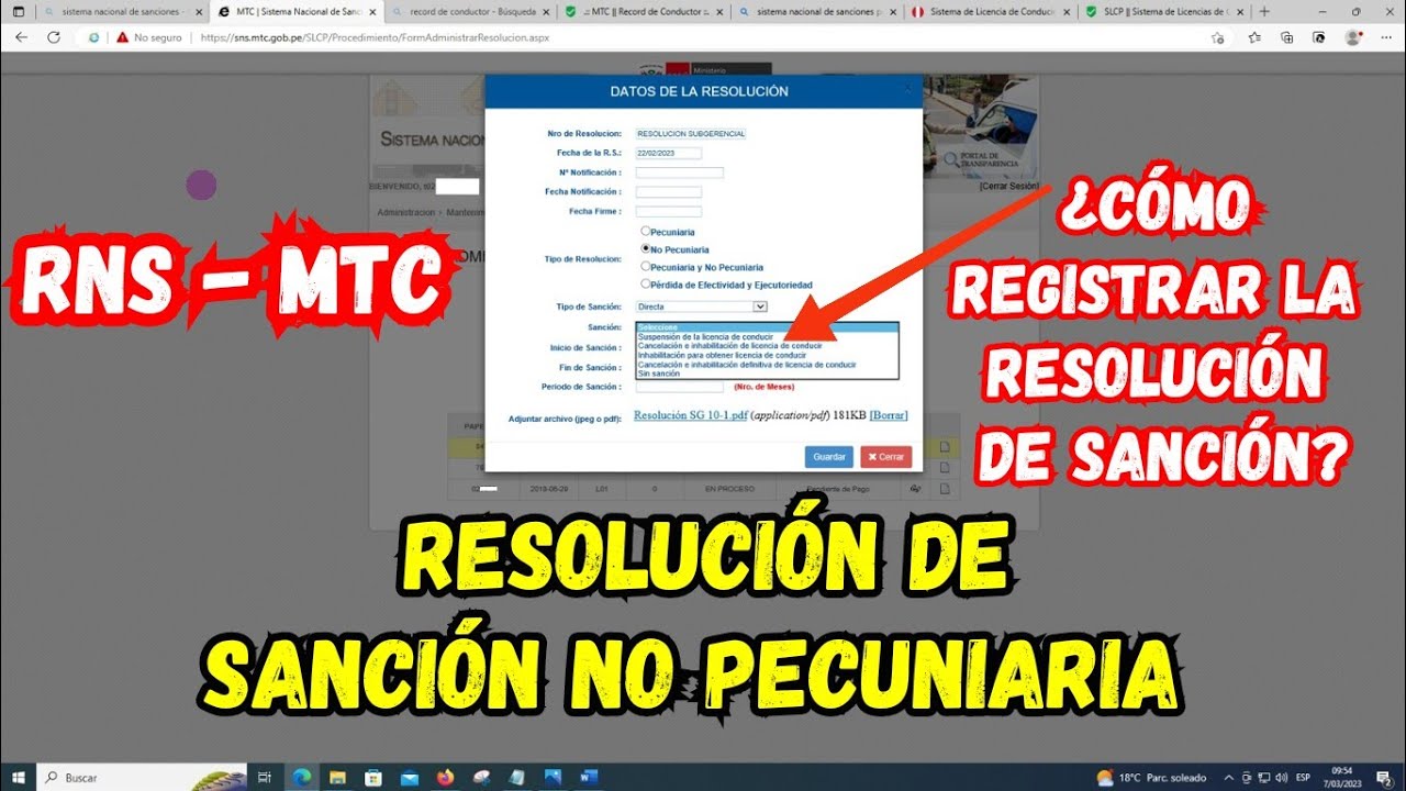 Sistema Nacional de Sanciónes - RNS | ¿Cómo registrar la Resolución de Sanción? | Licencia retenida