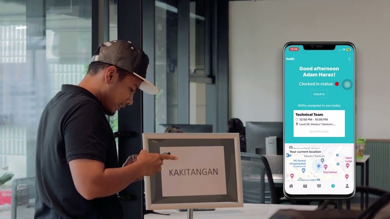 Kakitangan Hadir helps track employee shift