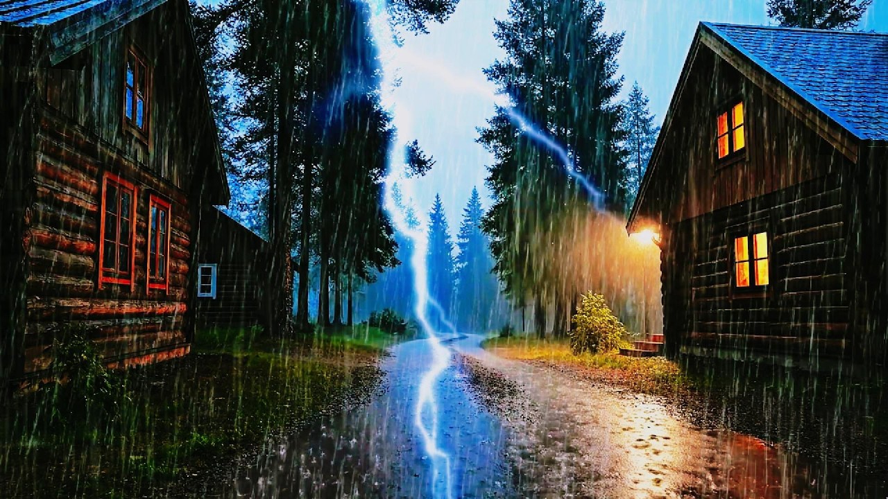 Fall Asleep in 3 Minutes 🌧️Heavy Rain and Thunder on Nature Forest for Deep Sleep and Stress Relief