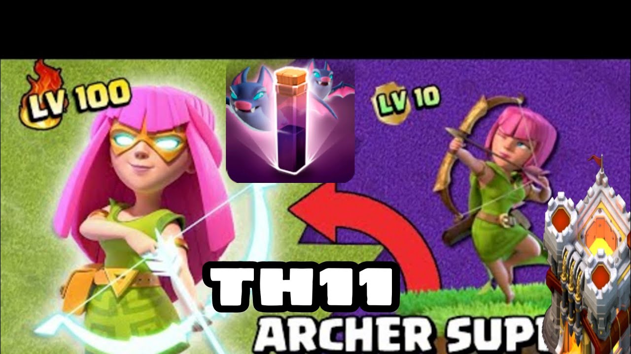 th11 super archer war attack strategy ! th11 super archer bat ! th11 best attack strategy