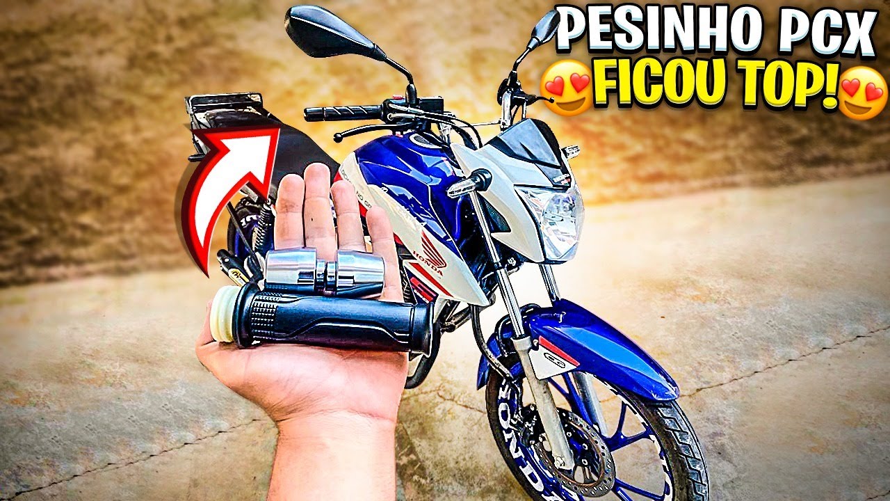 TITAN 160 COM PESO DE GUID&Atilde;O PCX CROMADO E MANOPLAS CARGO 160! FICOU DIFERENCIADA!