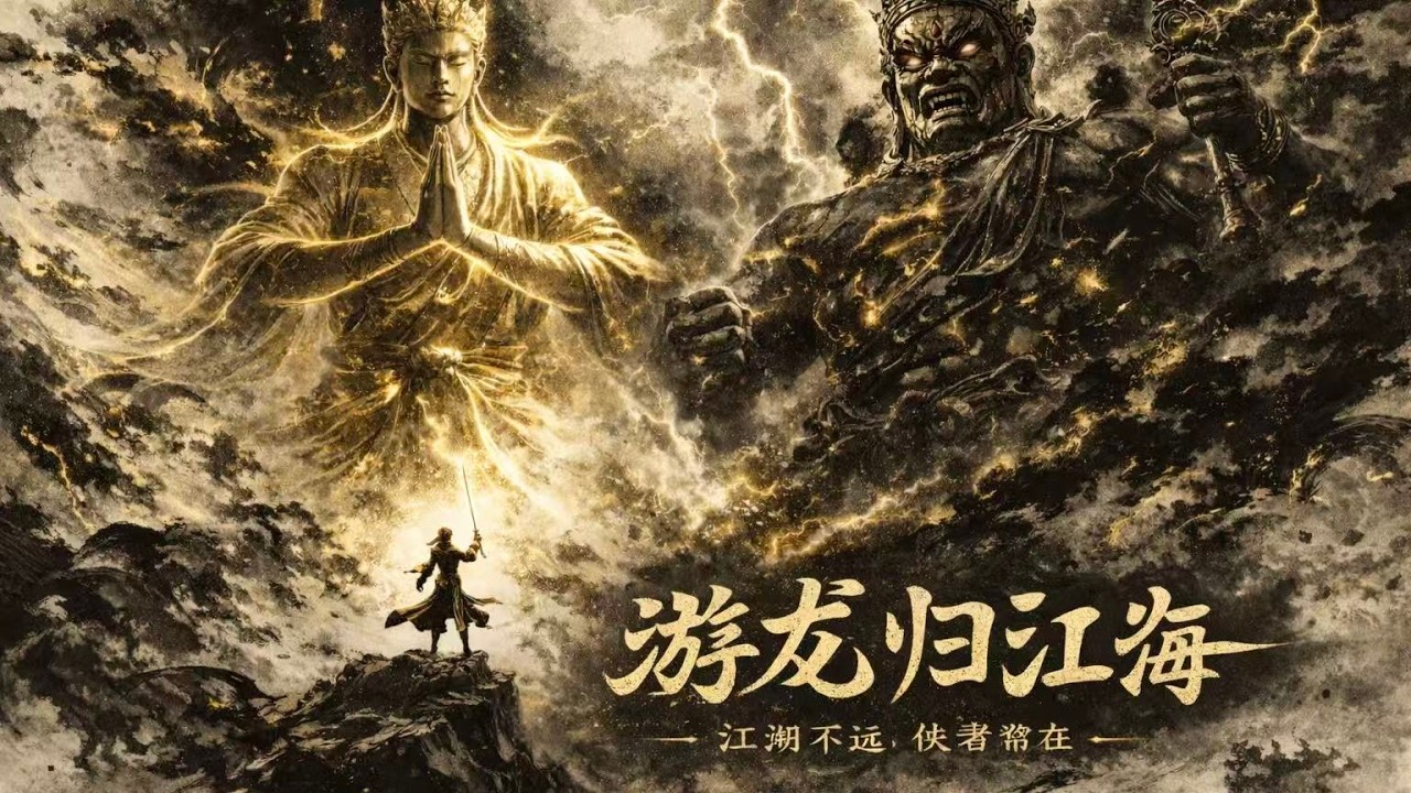 多模态AI打造的中国风武侠短片《游龙归江海》 上映啦！！！