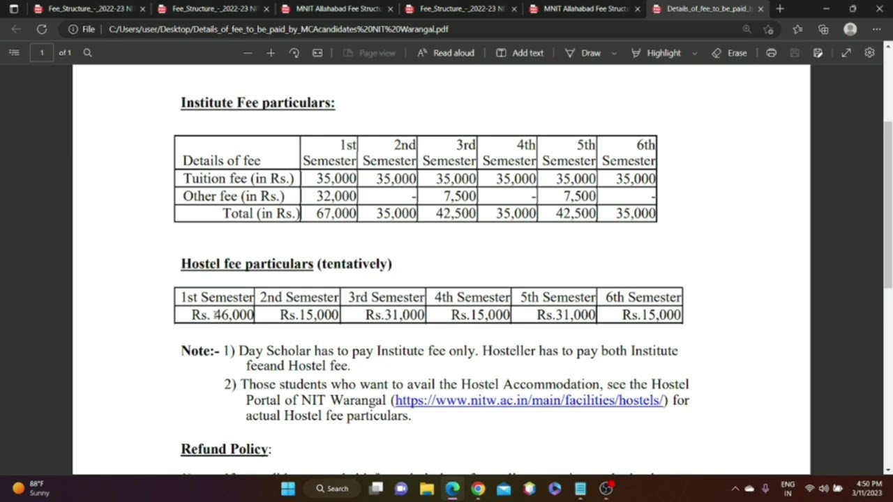 NIT WARANGAL FEE STRUCTURE | FEE DETAILS OF NIT WARANGAL| NIT WARANGAL KI FEES KITNI HAI | #nit #mca