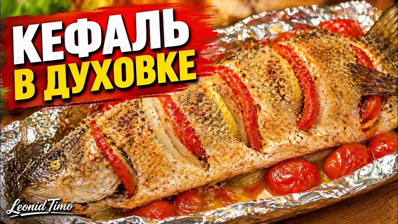 Запеченная Кефаль в духовке в сухарях  печеная рыба