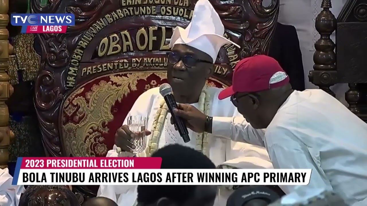 (WATCH) Tinubu Arrives Lagos, Meets Oba Rilwan Akiolu