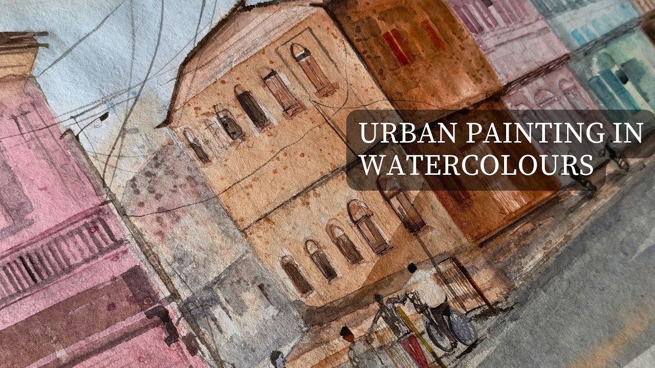 Urban PAINTING in WATERCOLOURS and Calm Music, Time Lapse, Pune City