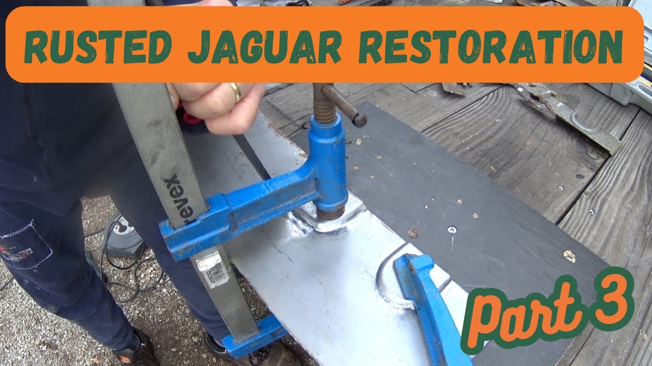 RUSTED JAGUAR RESTORATION Part 3, CUTTING OLD SILL AND FLOOR, SHAPING NEW. JAGUAR XJ X300 1994
