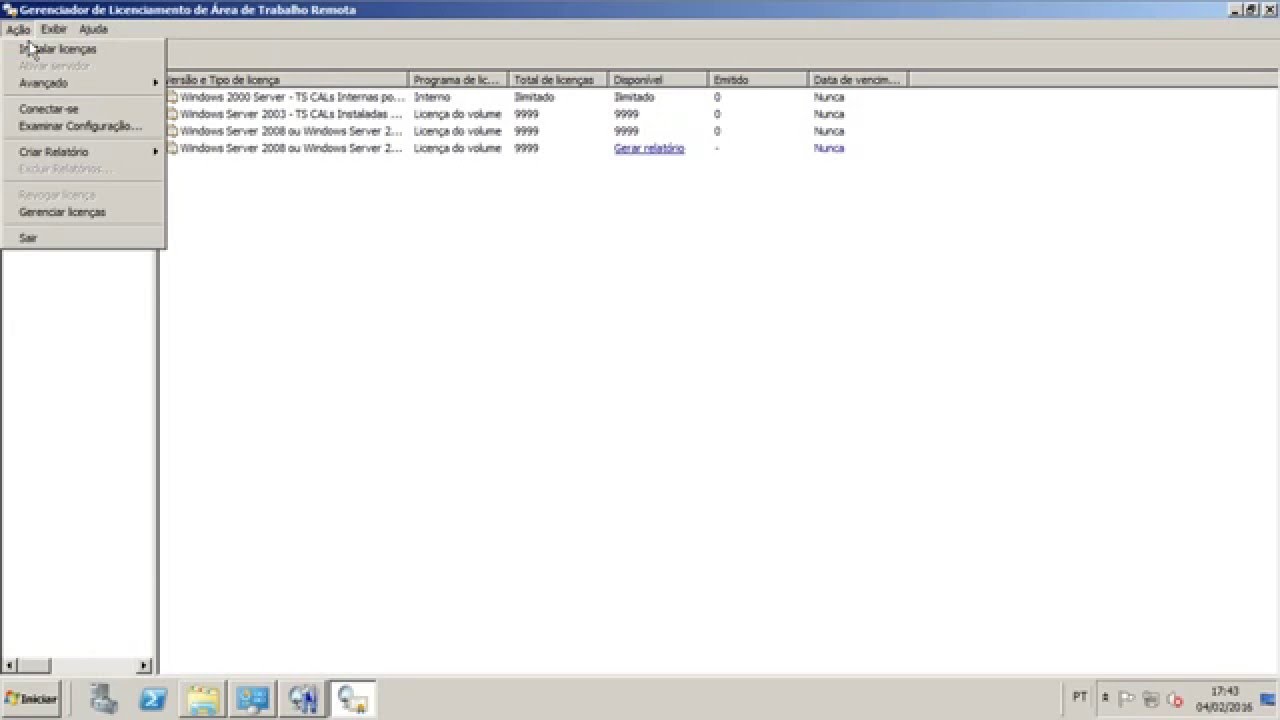 Tutorial sobre licenciamento do Terminal Services no Windows Server 2008 - área de trabalho remota