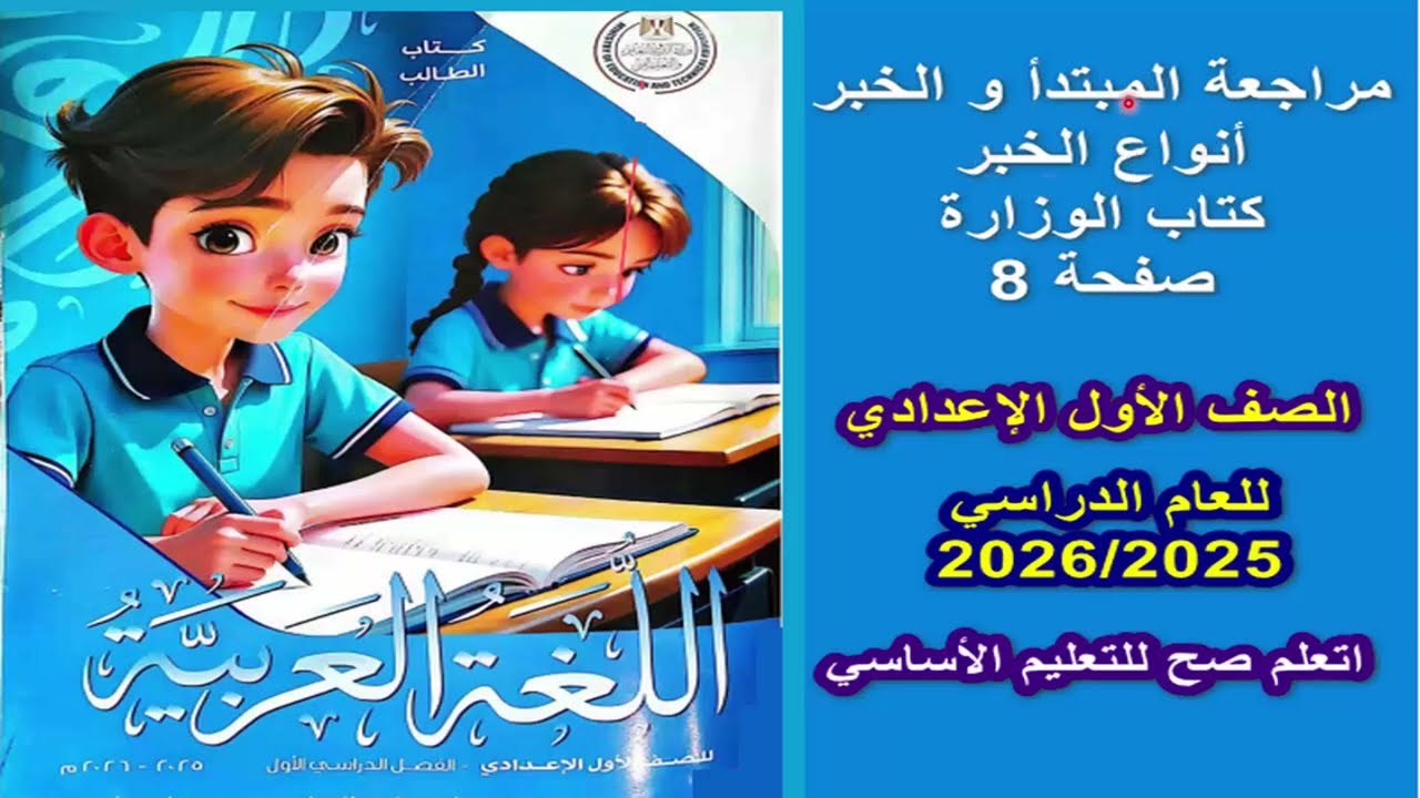 المبتدأ و أنواع الخبر مراجعة نحو - 1 - الصف الأول الإعدادي للعام 2026