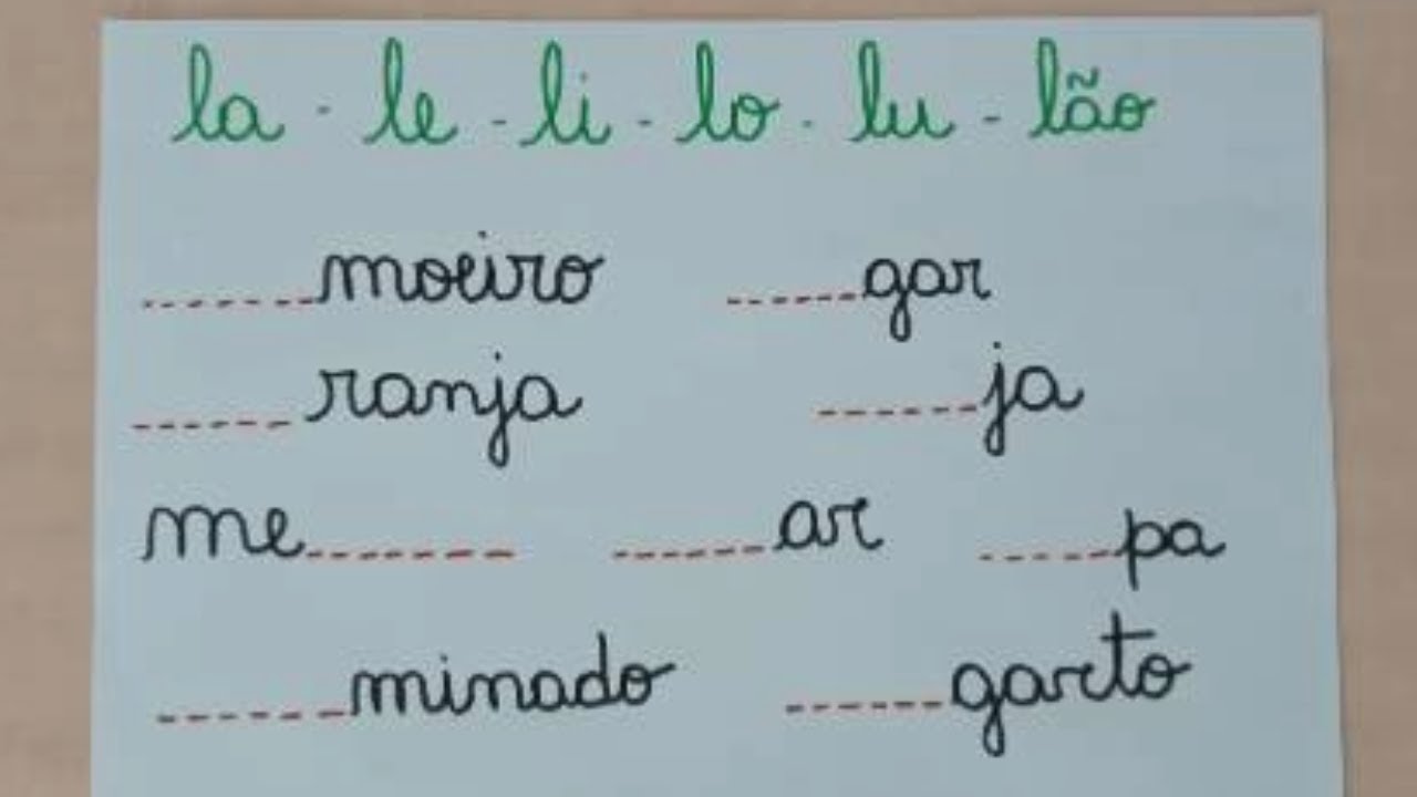 Aprendendo a Ler e Escrever - Lendo Palavras - Complete as Palavras - Alfabetização - EJA