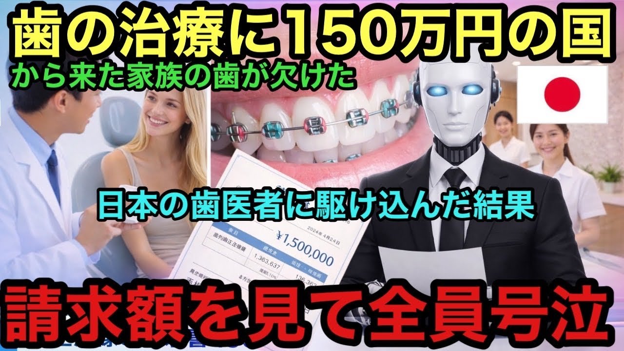 【海外騒然】歯の治療に150万円かかる国から来た家族が日本の歯医者に駆け込んだ結果…請求額を見て全員号泣「嘘でしょう？」