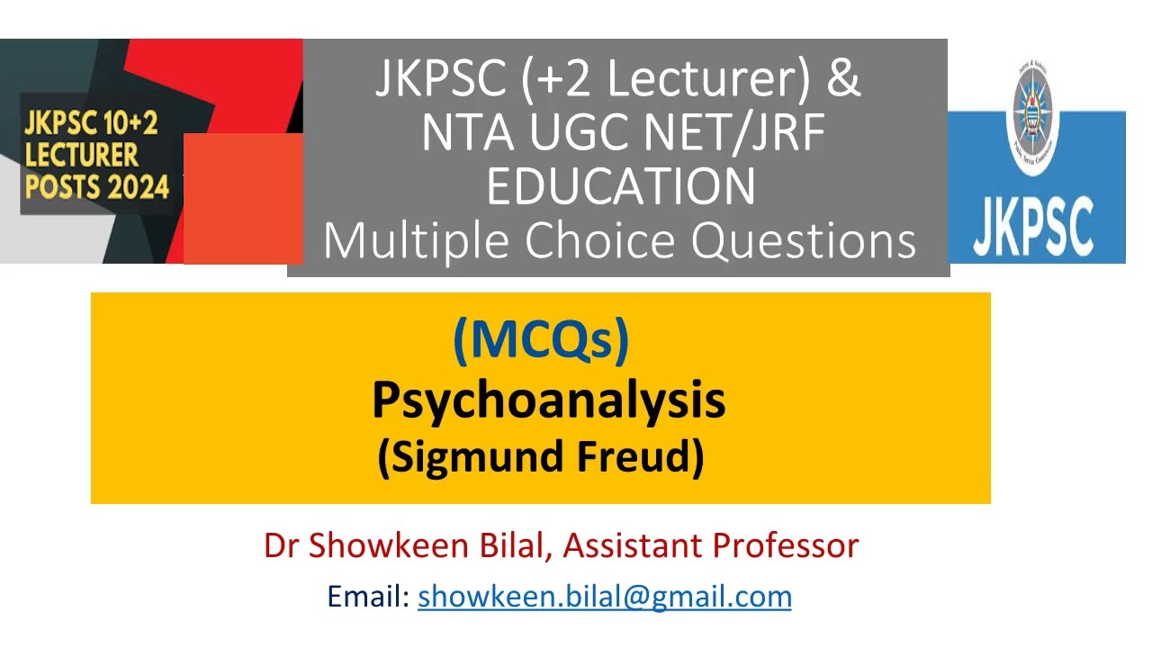 Psychoanalysis MCQs | Sigmund Freud Theory | Important Questions for Exams | Educational Psychology