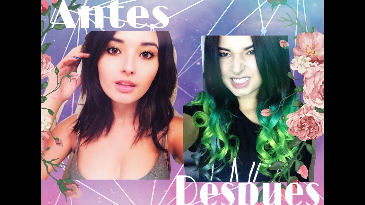 Extensiones  De Negro A Verde - Black To Green Hair Extensions