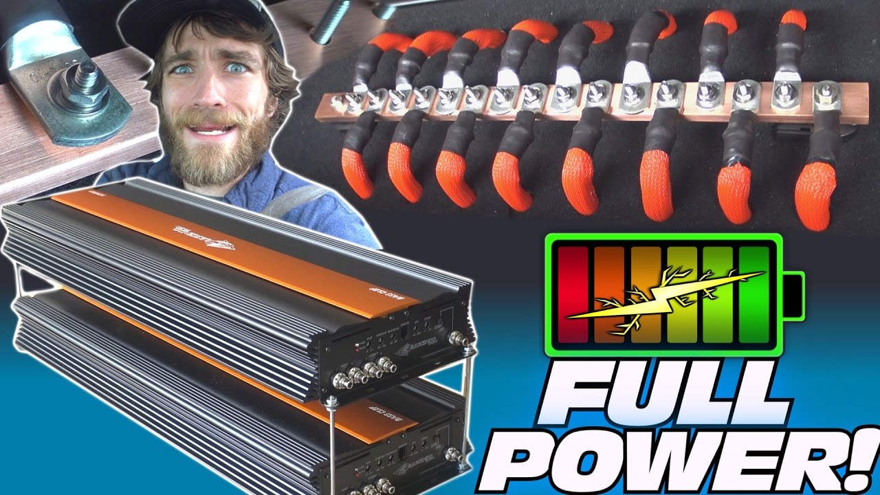 10,000 Watt CAR AUDIO Installation w/ TheAmpLab LITHIUM Battery Install & STACKING UP 12v Bass Amps