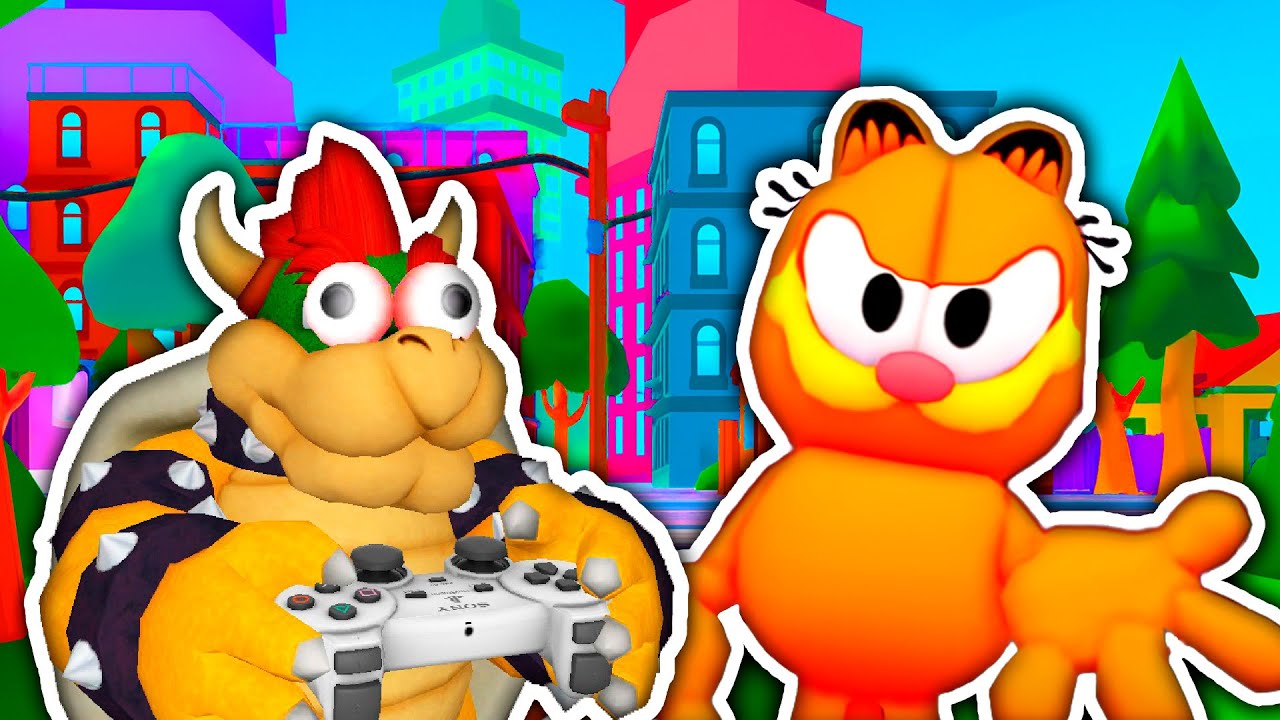 😼🐈 I HELPED a GARFIELD in ROBLOX 😼🐈 Bowser Plays Escape Crazy Cat Lady OBBY ROBLOX