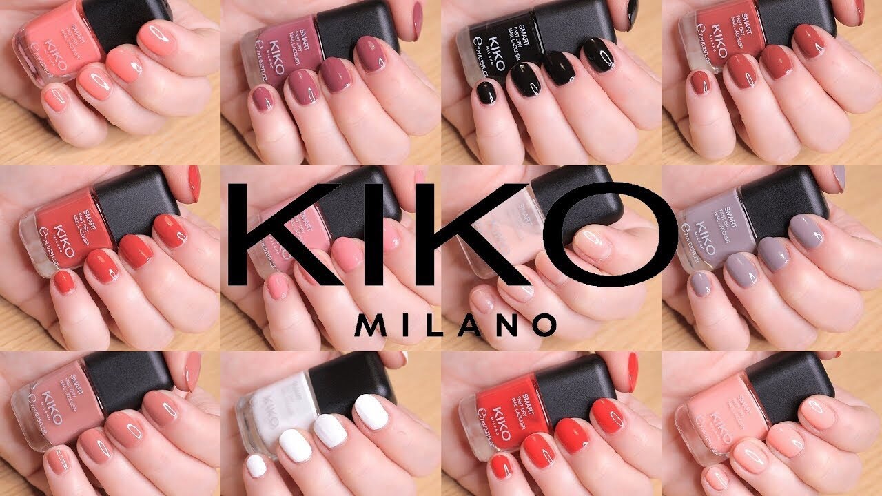 Kiko Smart Fast Dry Nail Lacquer Nail Polish Swatches - 12 Shades