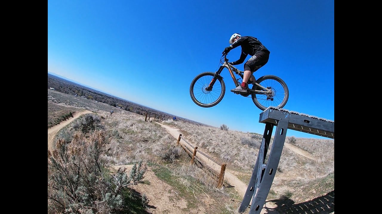 Eagle Bike Park first timer hitting drops and whaletail