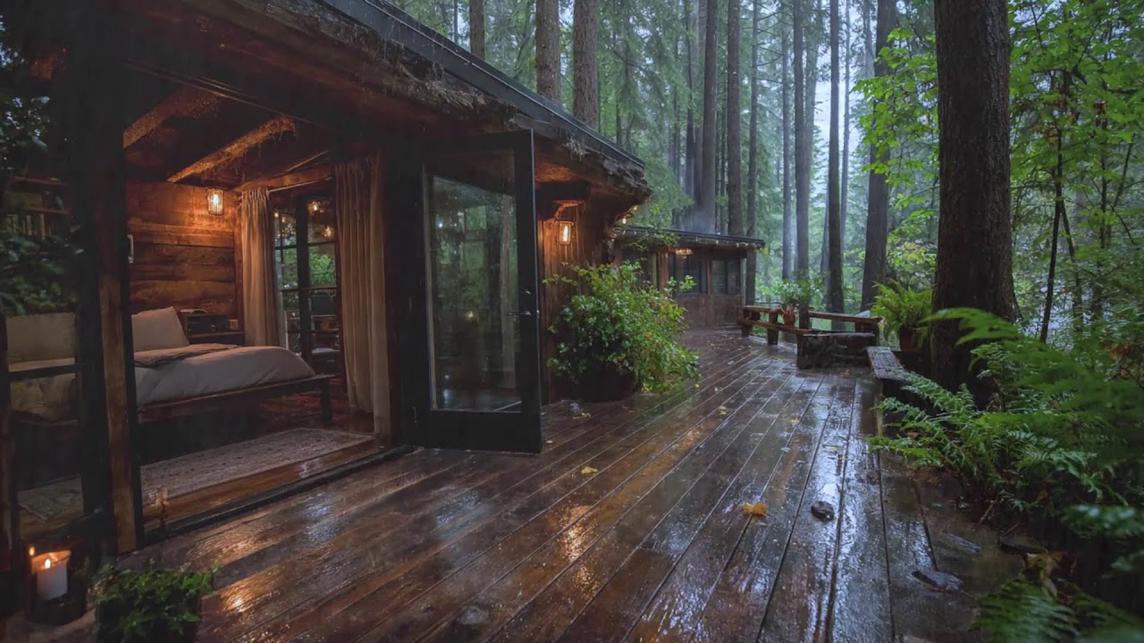 Peaceful Rain Sounds at a Cozy Wooden Cabin | Sleep Instantly & Reduce Anxiety