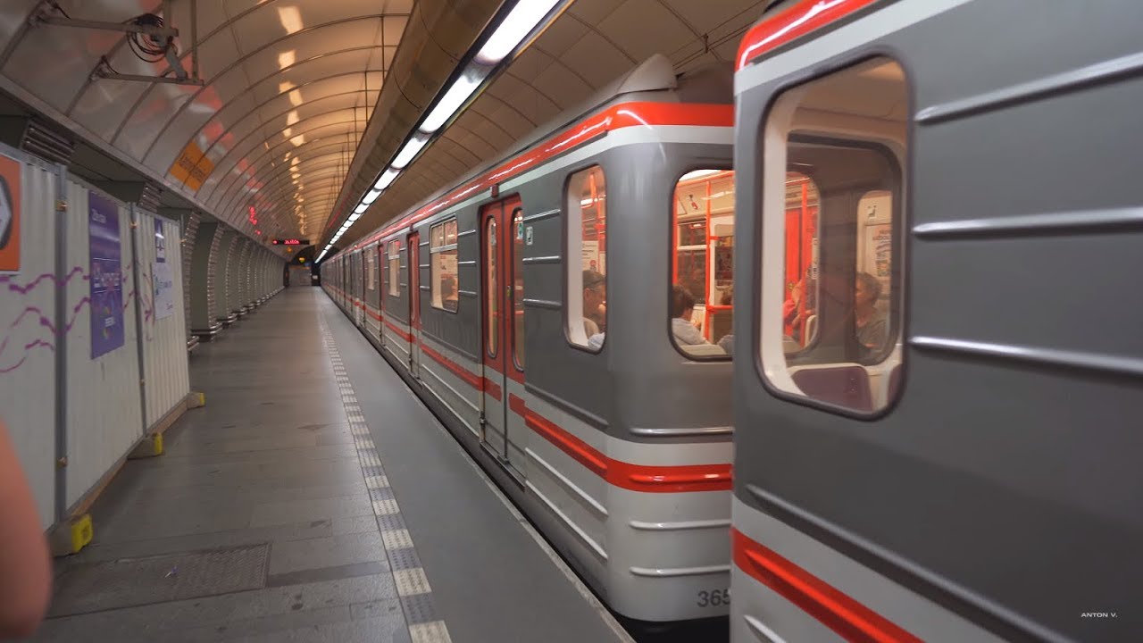 Czech Republic, Prague, metro night ride from Národní třída to Karlovo náměstí