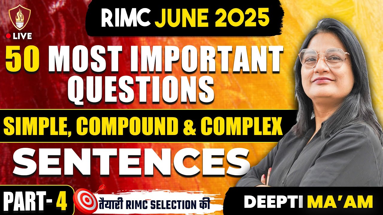 RIMC English Grammar 2025 | 50 Most Important Questions | Simple Compound Complex Sentences