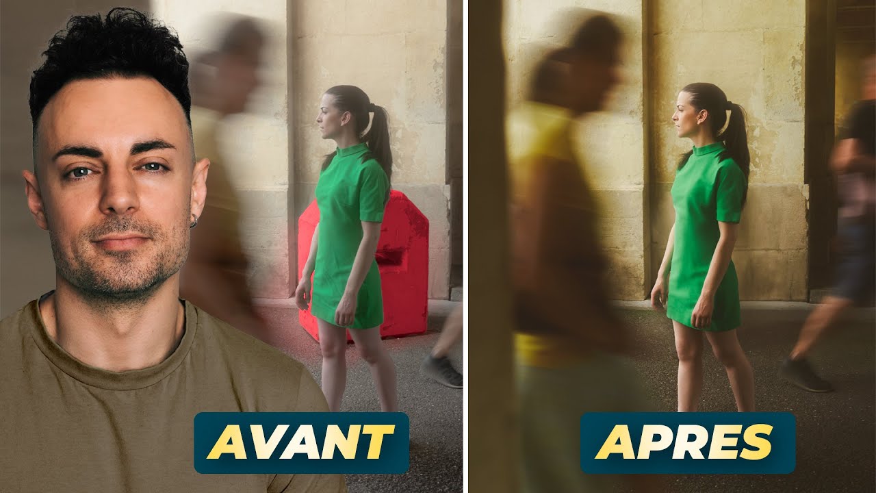 Retouche complète d'un portrait dans la rue