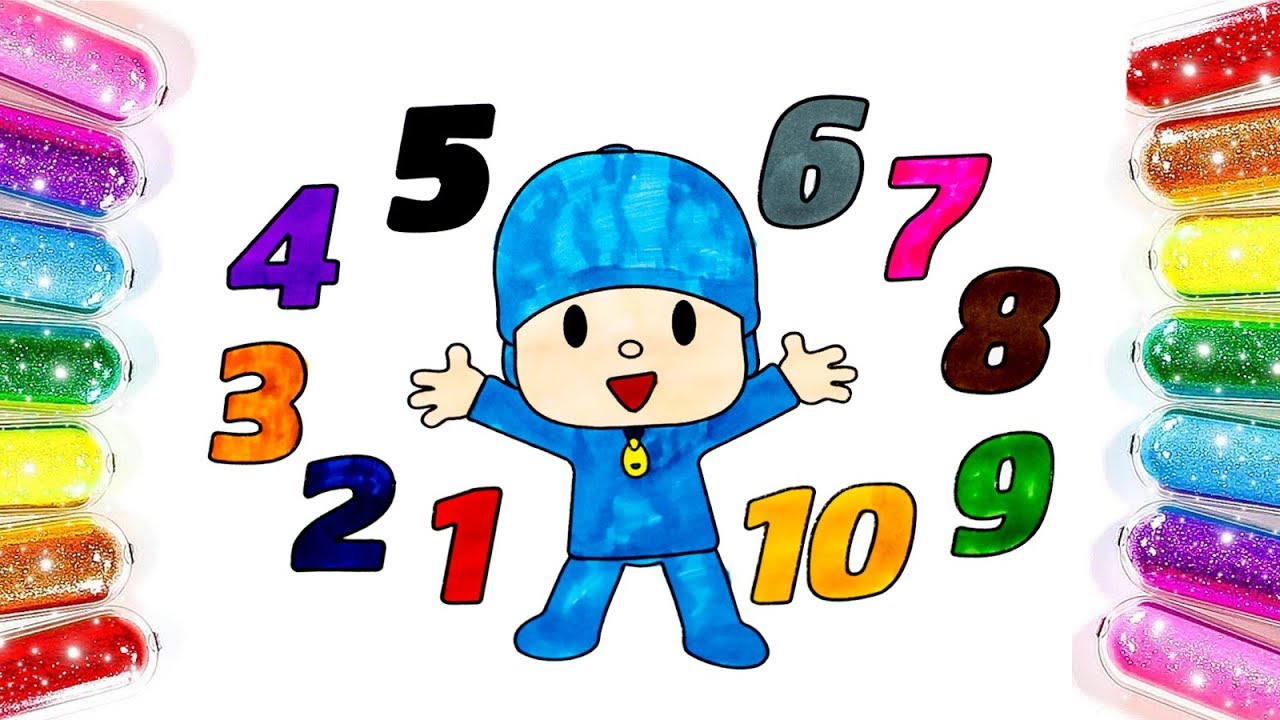Learn numbers with Pocoyo Coloring & Drawing For Kids | Pocoyo Coloring Pages