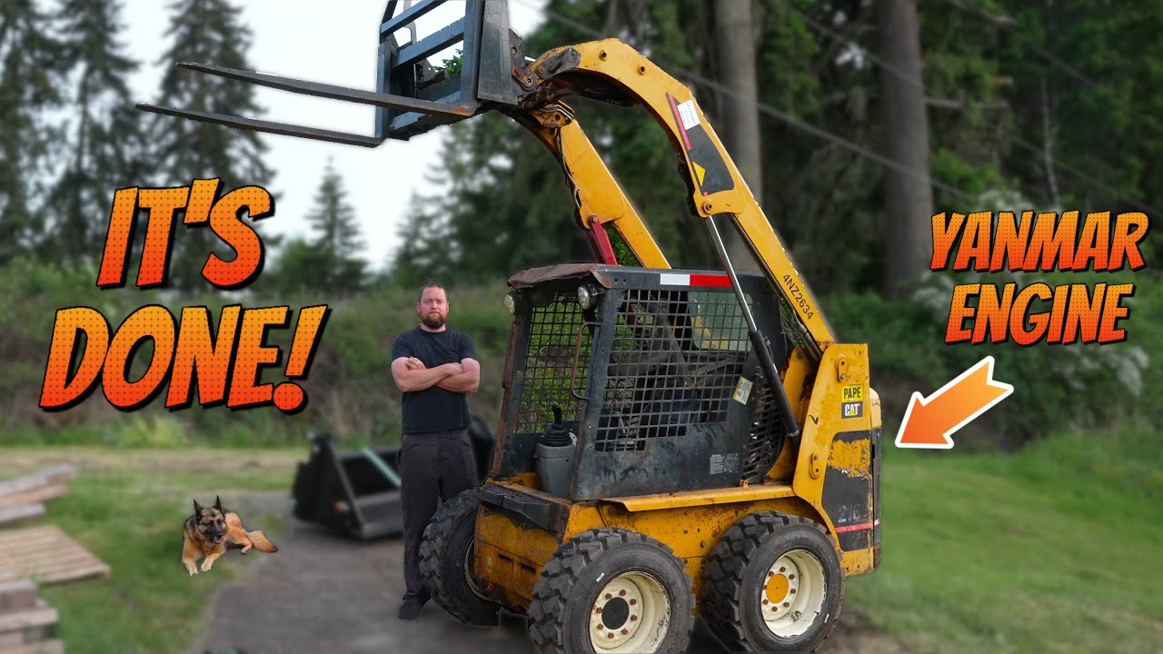 Finishing the Cat skid steer project!  Perkins 3034 to Yanmar engine swap